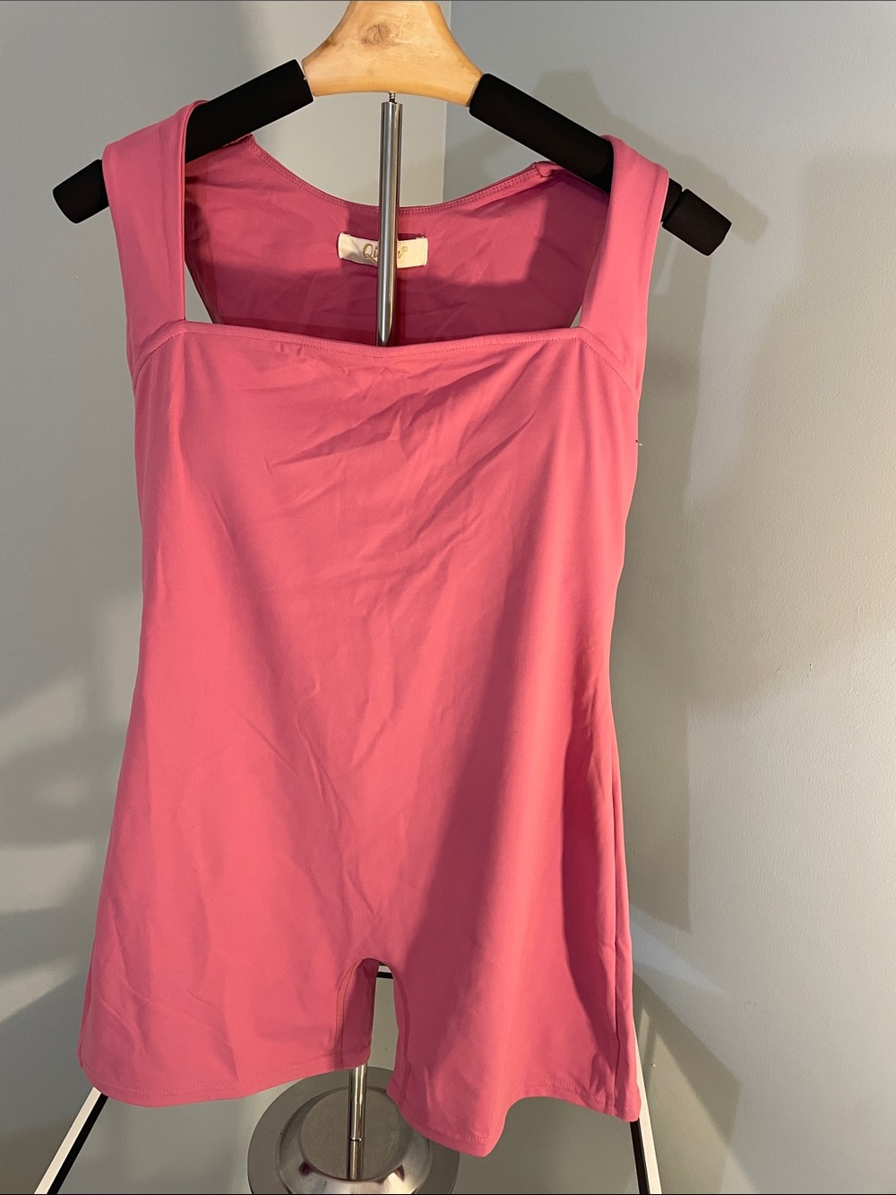Pink Square-Neck Romper Jumpsuit yoga athletic wear new